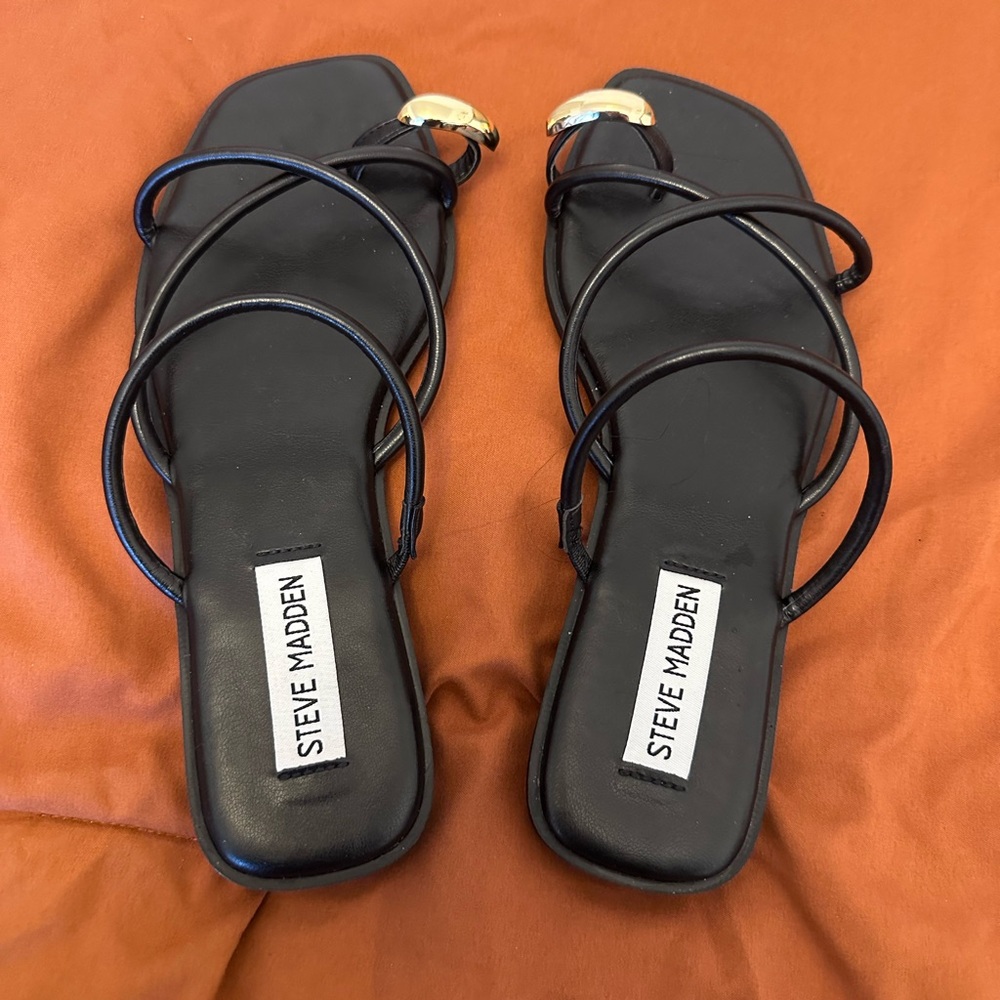 Steve Madden Black Minimalist Sandals size 6.5
